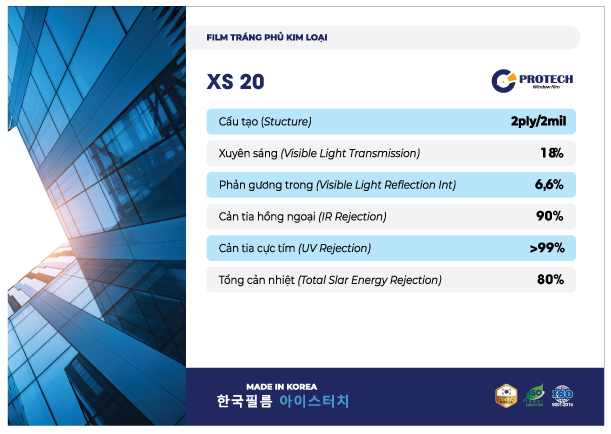 Thông số KT phim cách nhiệt XS 20