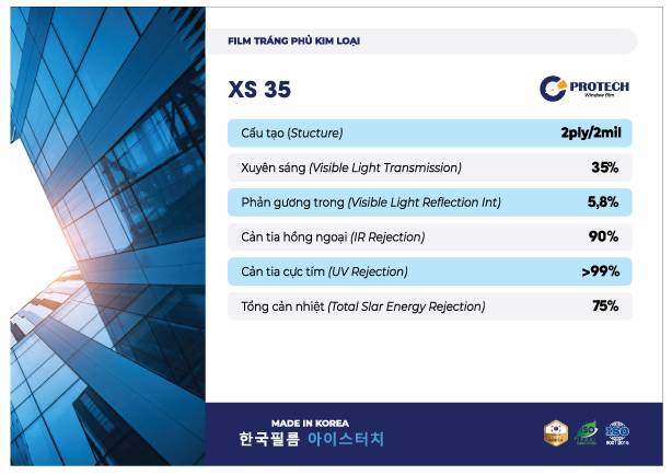 Thông số KT phim cách nhiệt XS 35